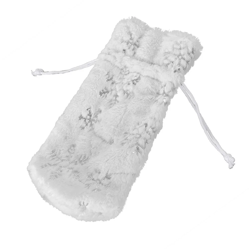 

Bottlechristmas Coverspouch Plush Dress Redchampagne Cloth Sleeves Sleeve Drawstringtable Decors