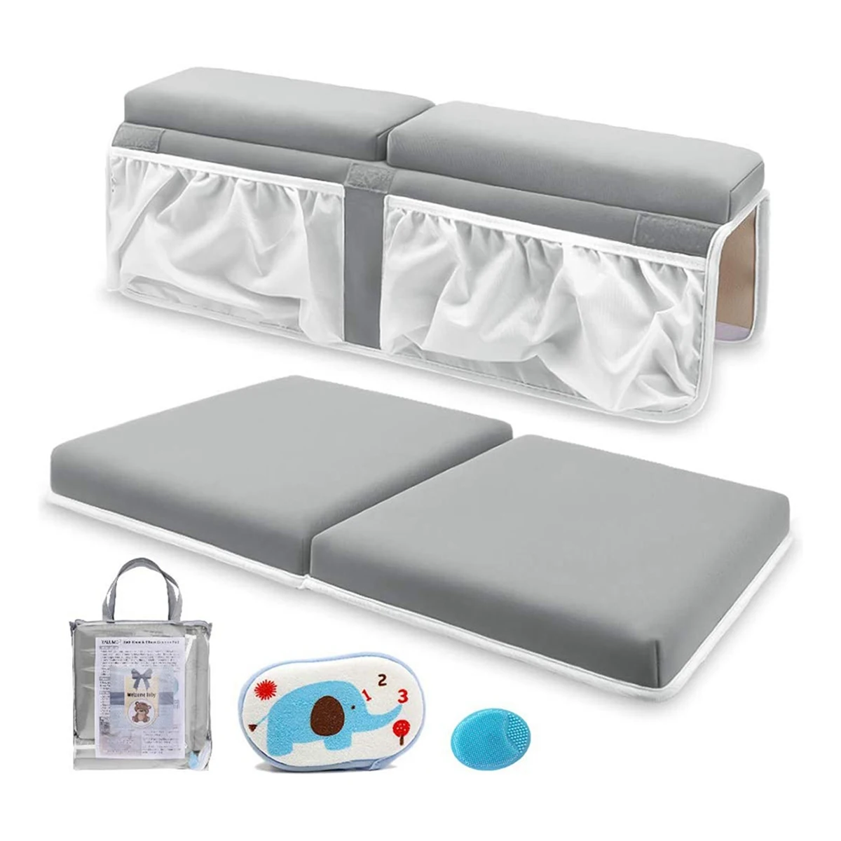 

Bath Kneeler and Elbow Rest Set Baby Bath Kneeling Pad, Thick Non-Slip Bathing Kneeling Mat Cushion Quick Drying Bathtub