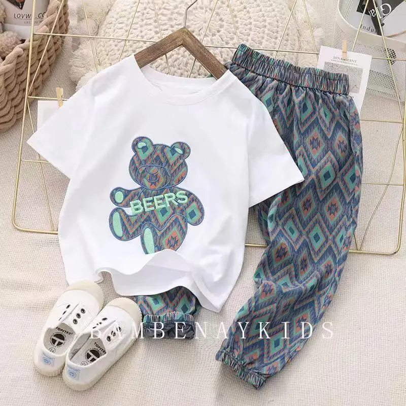 

Kids Boys Summer Set 2023 New Boys Fashionable Small and Medium Childrens Clothing Upscale Boy Baby Clothing Trend