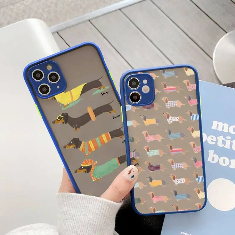 

Dachshund cartoon cute dog Phone Case matte transparent For iphone 14 11 12 13 plus mini x xs xr pro max cover