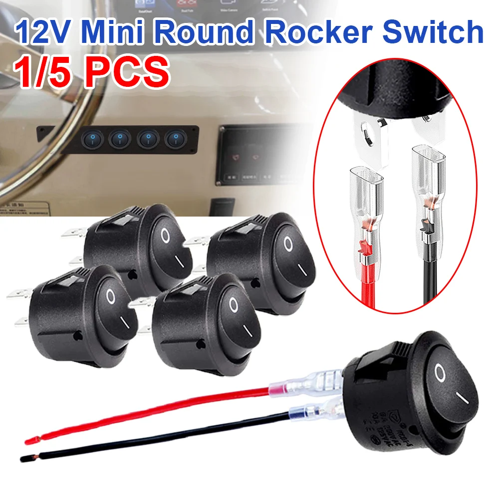 

1/5Pcs 20mm Circle Round Rocker Switch ON Off SPST Mini Toggle Switch 12V for Car Automotive RV 2 Pin Switch 120V Wired KCD1