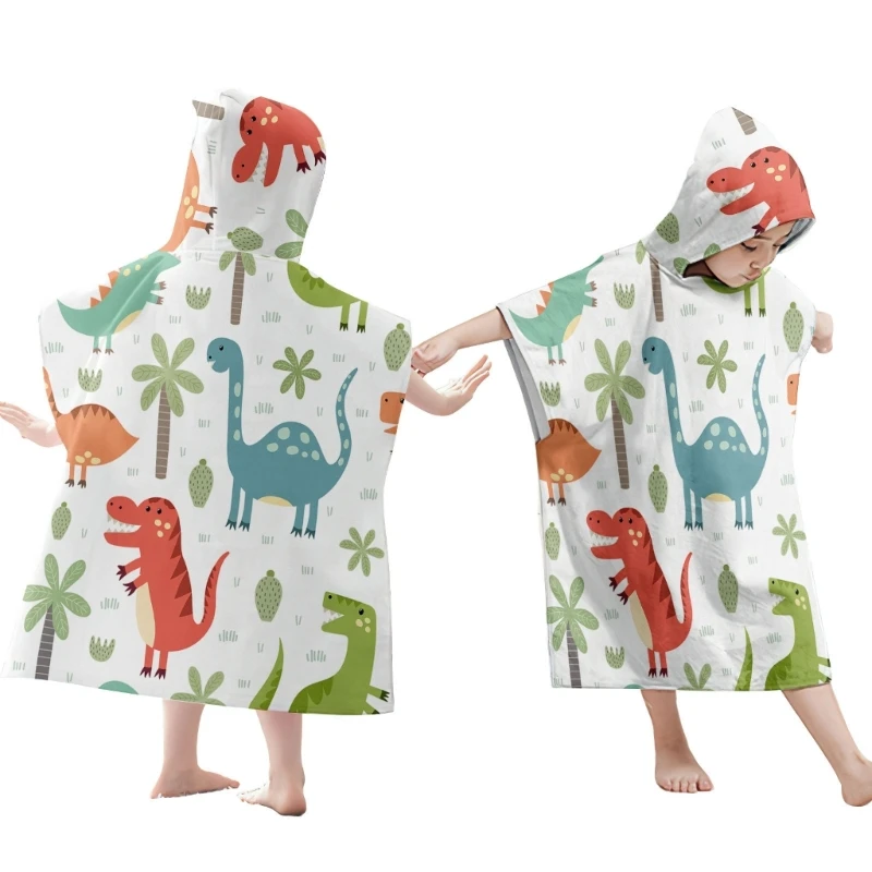 Cotton Bathrobe Baby Boys Girls Dinosaur Animal Hooded Bathi