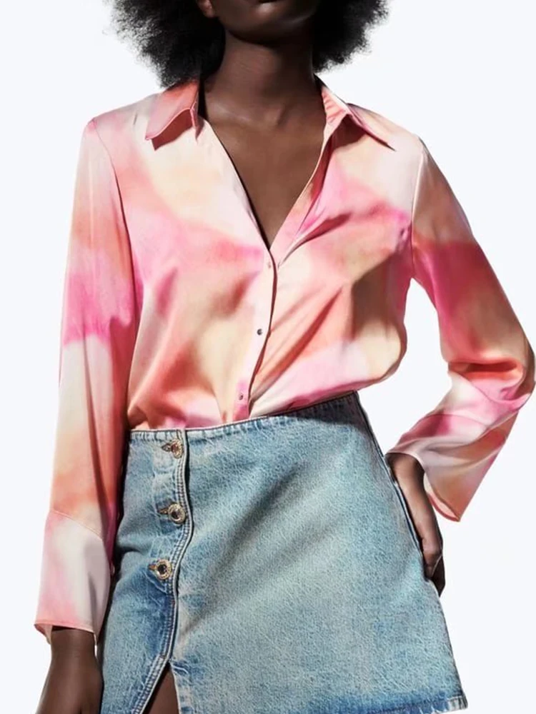 

Новинка 2022, женская блузка Yiloyka с принтом на завязках, рубашка с длинным рукавом, однобортные повседневные топы, милая винтажная рубашка с от...