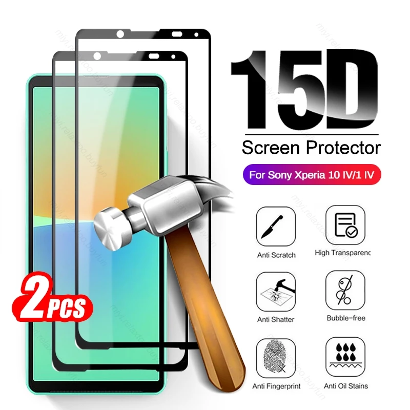 

Закаленное стекло 9D с полным покрытием, защитная пленка для Sony Xperia 1, 10, IV, III, Sony 1IV, 10IV, 1III, 10III, 2 шт.