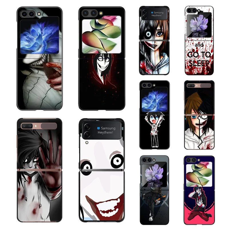 Чехол для телефона Samsung ZFlip6 5G Z-Flip5 Anime Jeff The Killer Galaxy Z Flip4 Flip3 Flip 6 5 4 3 черный чехол
