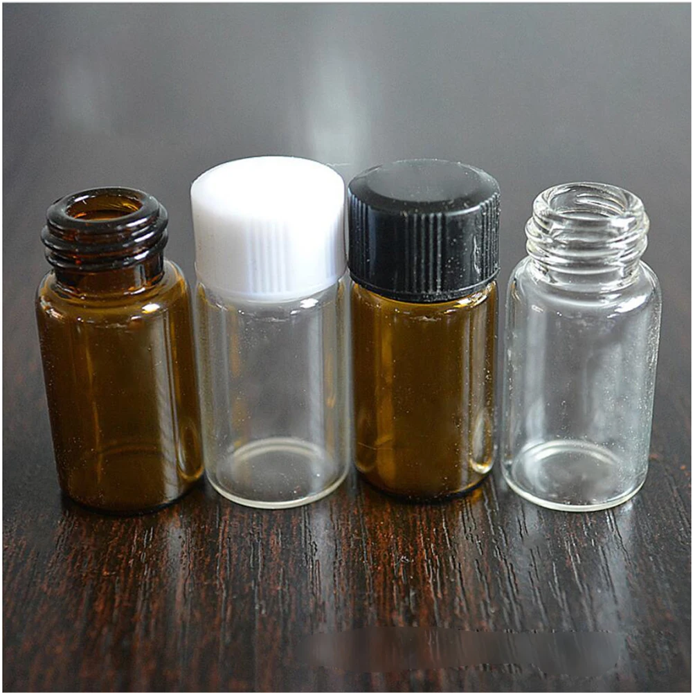 

20pcs 3ml 5ml Transparent Amber Small Glass Vials Bottles Brown Sample Laboratory Reagent Containers with Screw Caps Lids