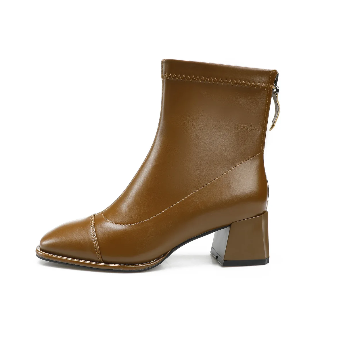 Женские замшевые кожаные короткие сапоги модные женские на высоком толстом