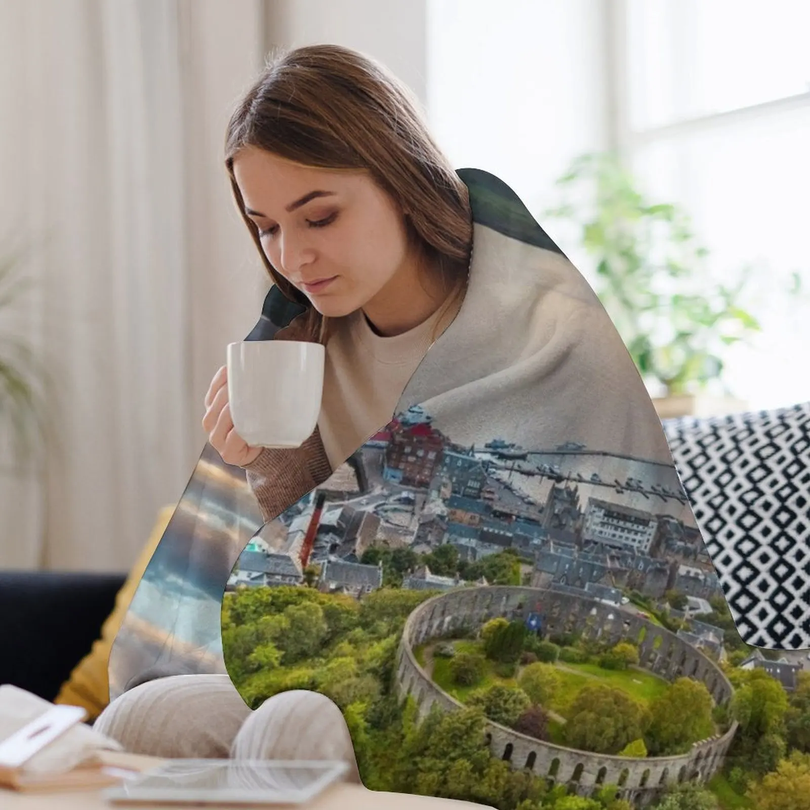 Закат более красивый Обан Шотландия - шотландский пейзаж фотографии пледы