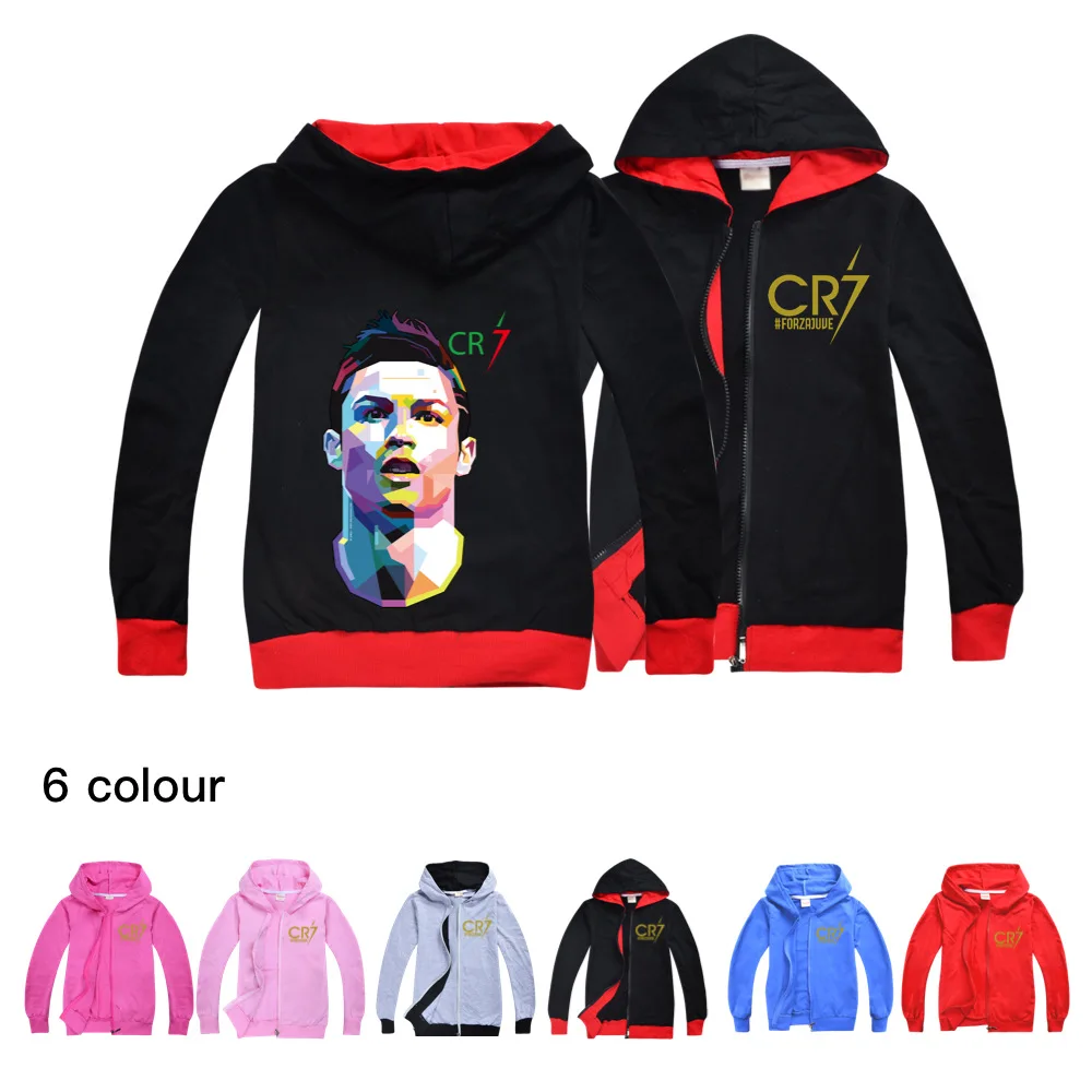 

Модные детские толстовки CR7 с изображением футбольного идола, Детские осенне-зимние толстовки, куртка на молнии для девочек, топы для мальчи...