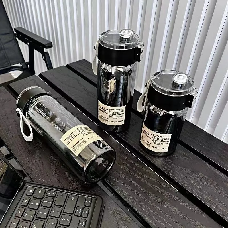 350/550/750 мл стеклянные прозрачные бутылки для воды с веревкой портативная