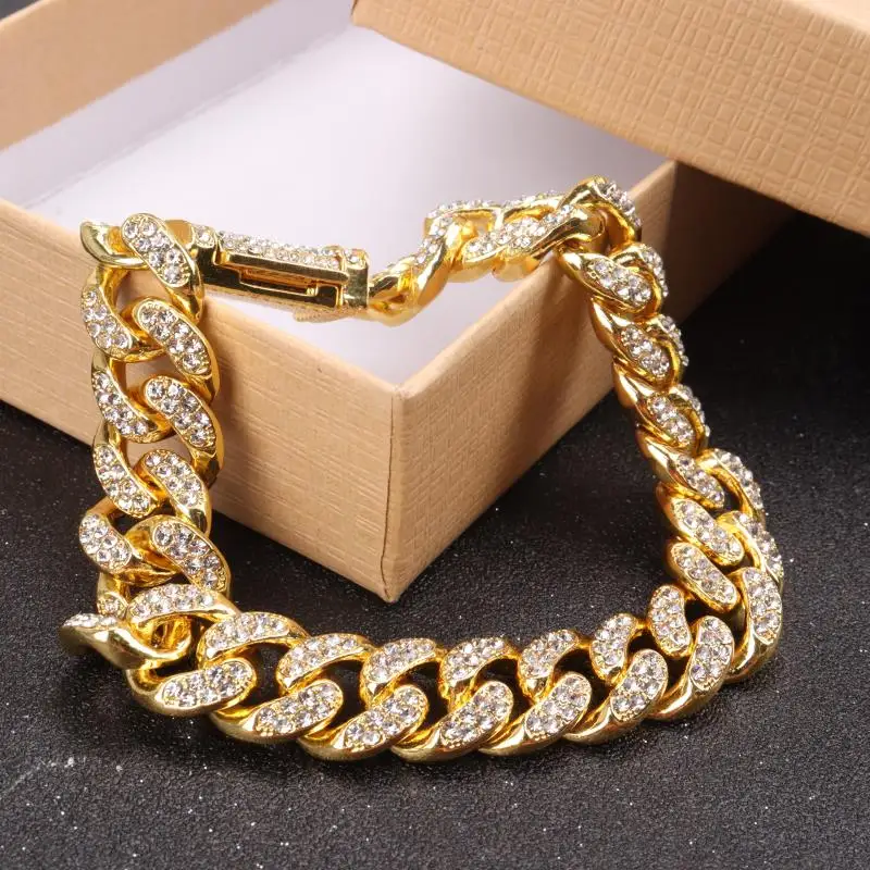 

Bracelets for Man Diamonds Cuba Punk Accessories Chain Crystal New in Jewelry for Women Free Shipping Aesthetic Bracelets