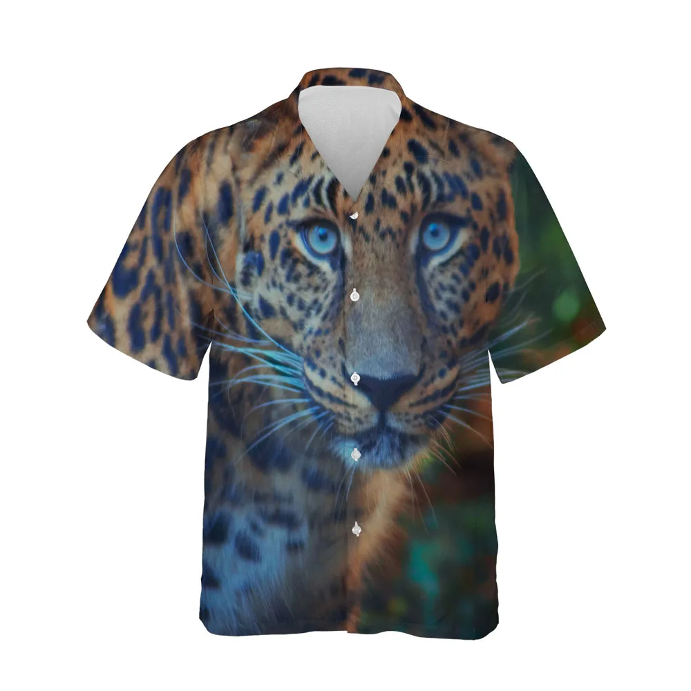 

Jumeast New 3D Summer Men Shirt Cheetah Animal Picture Mens Hawaiian Shirt Short Sleeve Breathable Streetwear Oversized Blouses
