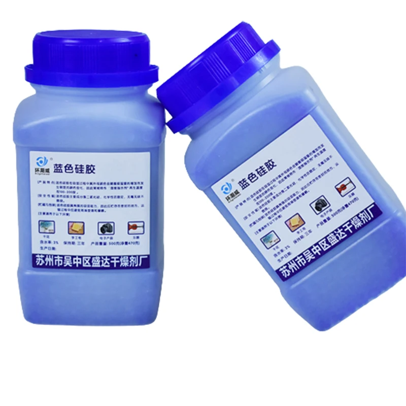 

Silica Gel Beads Moisture Absorber Absorbing Desiccant Dehumidifier Packs Reusable Safe Box Waterproof Packaging 500G Blue Clear