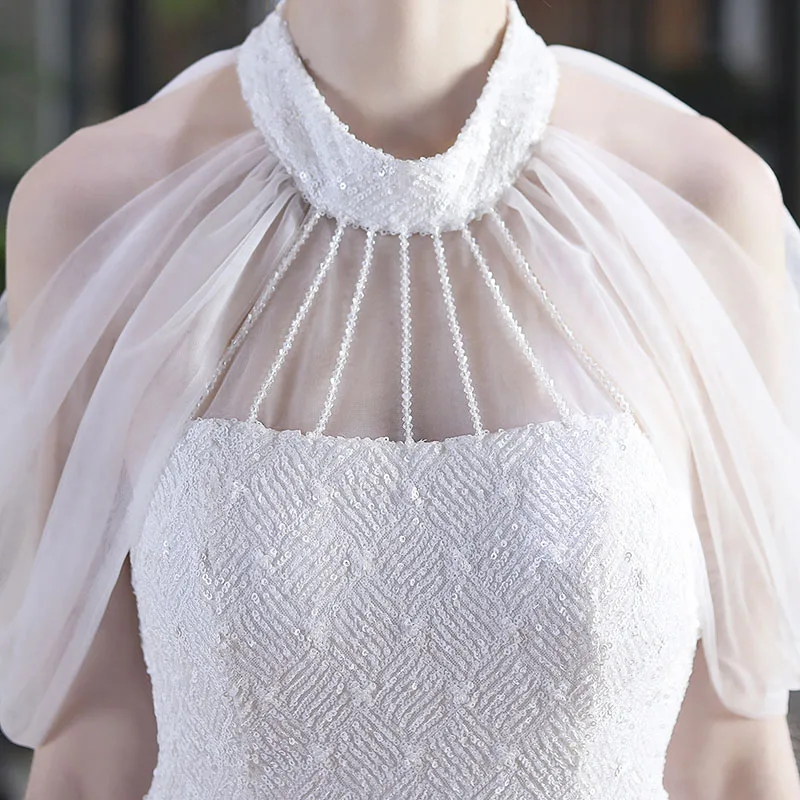DongCMY Vestido Fiesta Mujer Elegante Boda Lujo из бисера и сетки с длинной лямкой на шее рыбий хвост