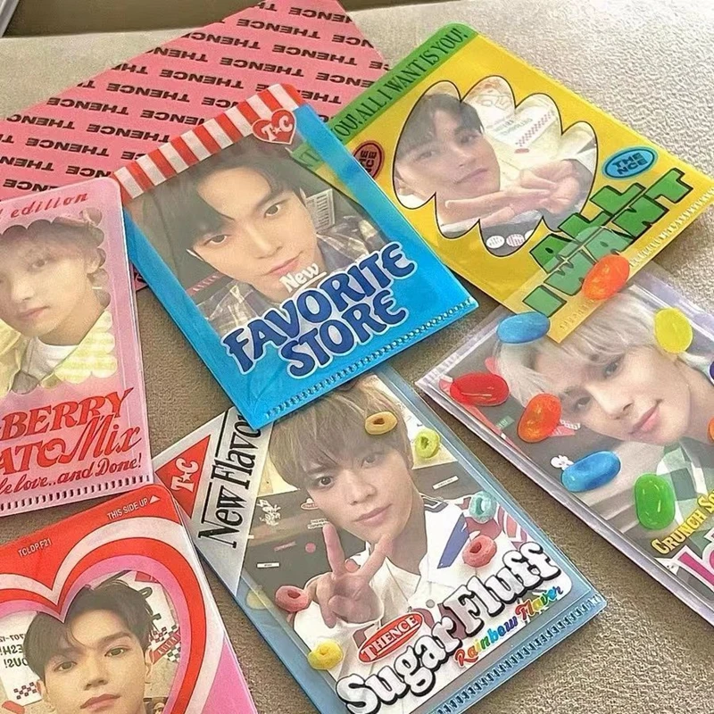 7Pcs/set INS American Style Kpop Photo Card Holder Decorative Idol Photo Sleeves Protective Case Kawaii Korean Stationery