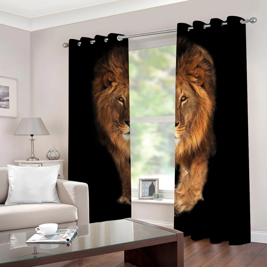Индивидуальные шторы для окна животное лев 3D современные тонкие оконные из 2