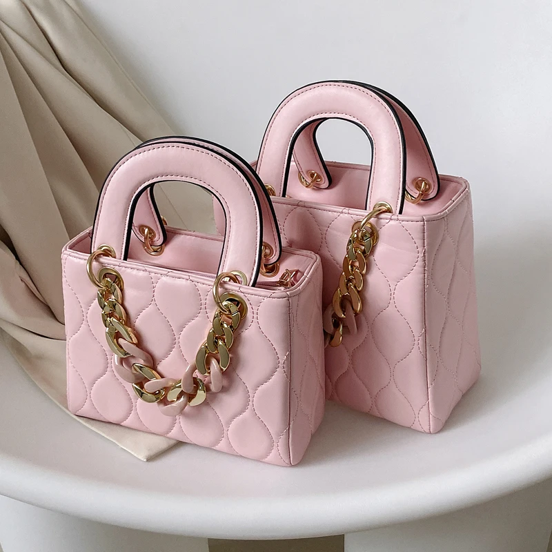 

Сумка на толстой цепочке для женщин, сумки, женская сумка в волнистую полоску, трендовая женская сумка через плечо, квадратная сумка-тоут, су...