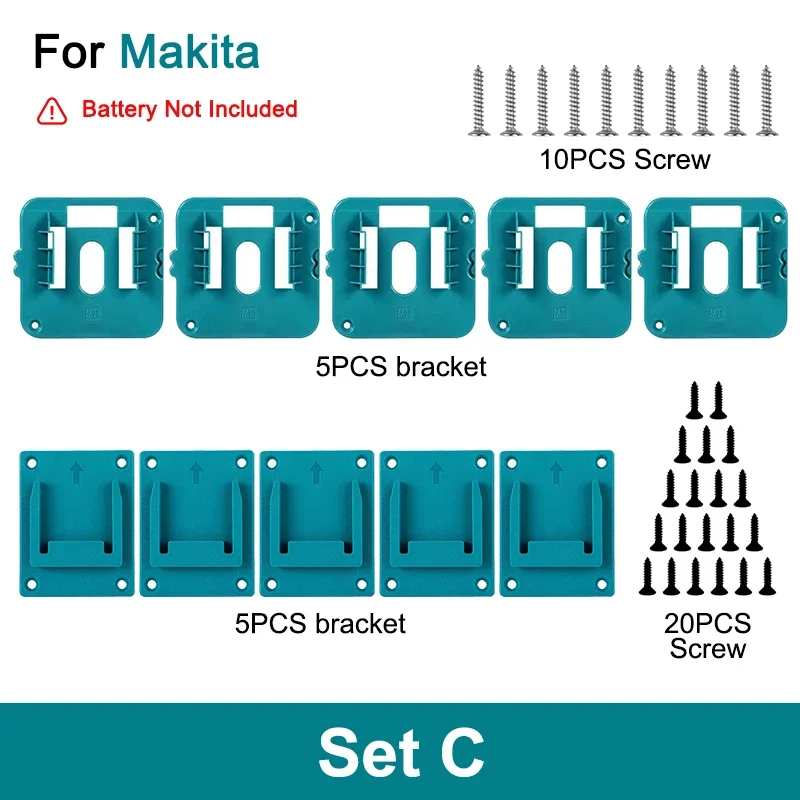 5 упаковок стеллаж для хранения аккумуляторов для Makita 14,4 В 18 В, литий-ионный аккумулятор, инструменты, держатель машины, стеллаж для хранения, настенный кронштейн, крепежный кронштейн