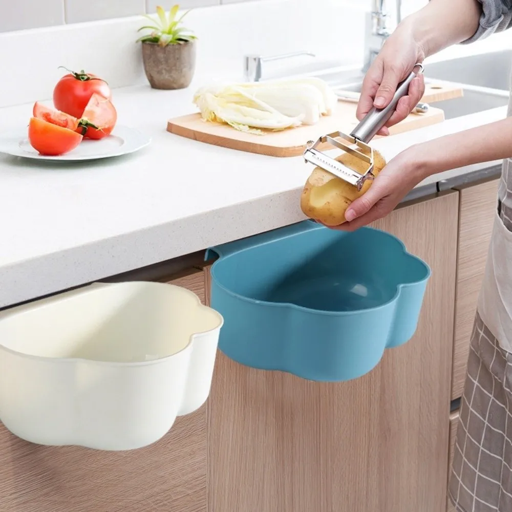 Фото Мусорное ведро в форме облака для кухни, подвесное, большой емкости, пластиковое, для дверцы шкафа, экономит место, для ванной комнаты №2