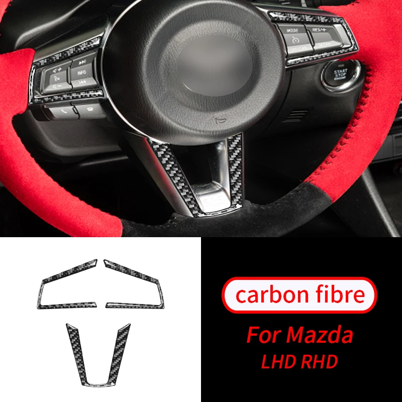

For Mazda MX-5 Miata 2009-2015 3 PCS Real Carbon Fiber Steering Wheel Frame Trim Car Interior Accessories Car Interior Supplies