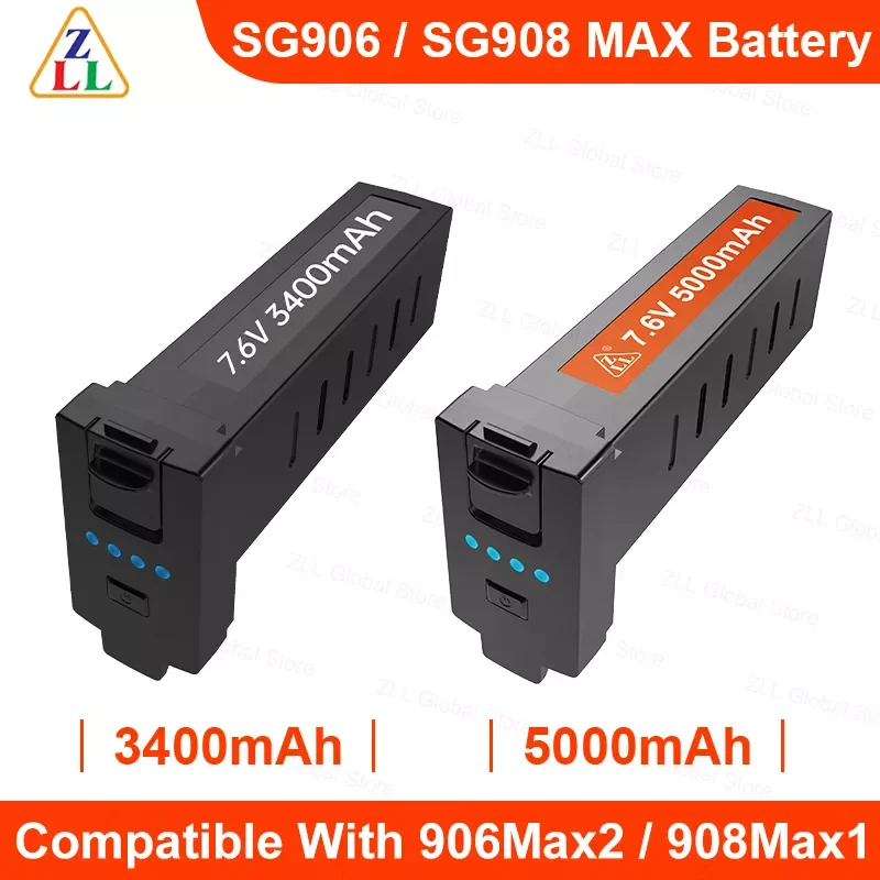 

ZLL SG906 Max2 SG908 Max Drone 7.6V 3400 / 5000 Mah Lipo Battery Max 26 30 Min Flight Time Original SG906 Pro Drone Accessories