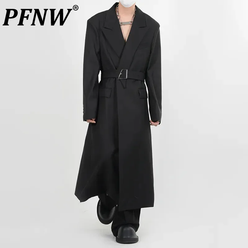 

Мужской дизайнерский тренчкот PFNW для деконструкции, корейская модная ветровка с наплечниками, мужская куртка, осень 2023, 28W1816