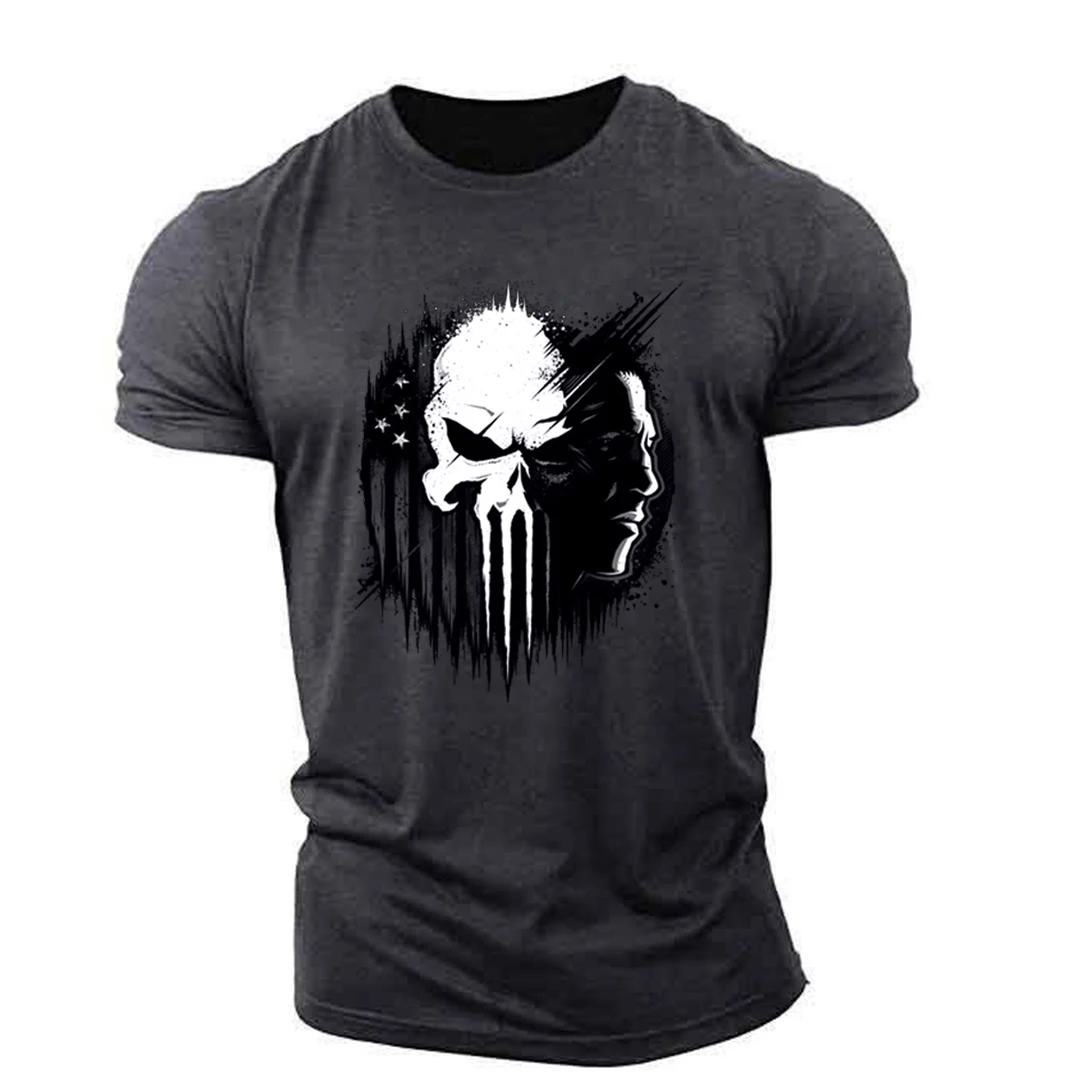 

Punisher Skull Graphic T-shirt Men's Fit Muscle Top Sportswear Outdoor Lightweight Breathable Elastic