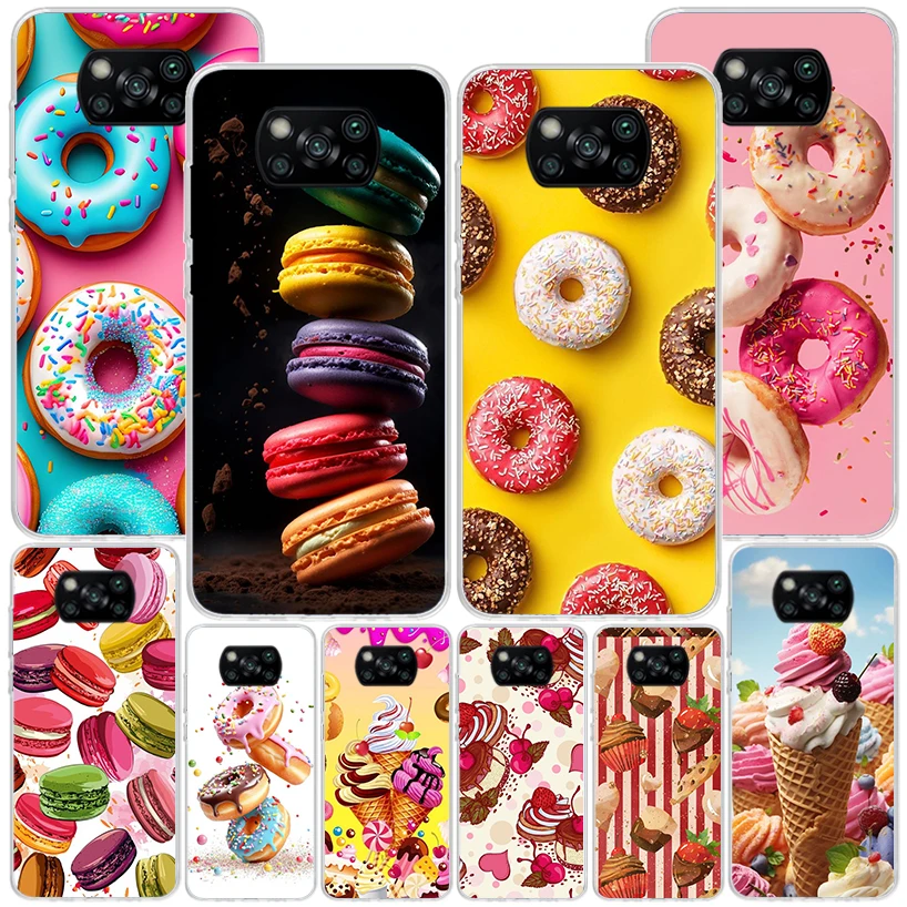 Чехол для телефона Macaron Ice Cream Cake Donut Xiaomi Poco X6 X5 X4 X3 Nfc F6 F5 Pro F4 Gt F3 F2 F1 M5S M4 M3 с