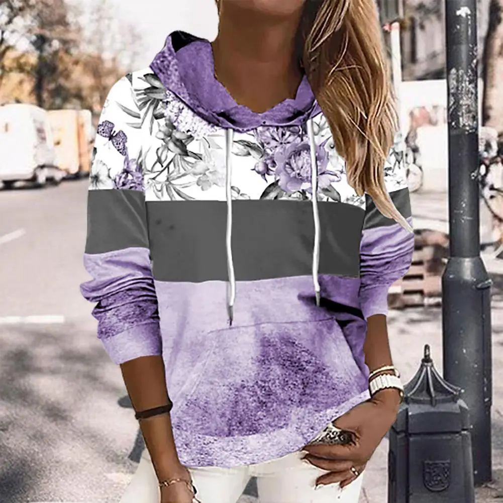 

Женский свитшот с капюшоном и цветочным принтом