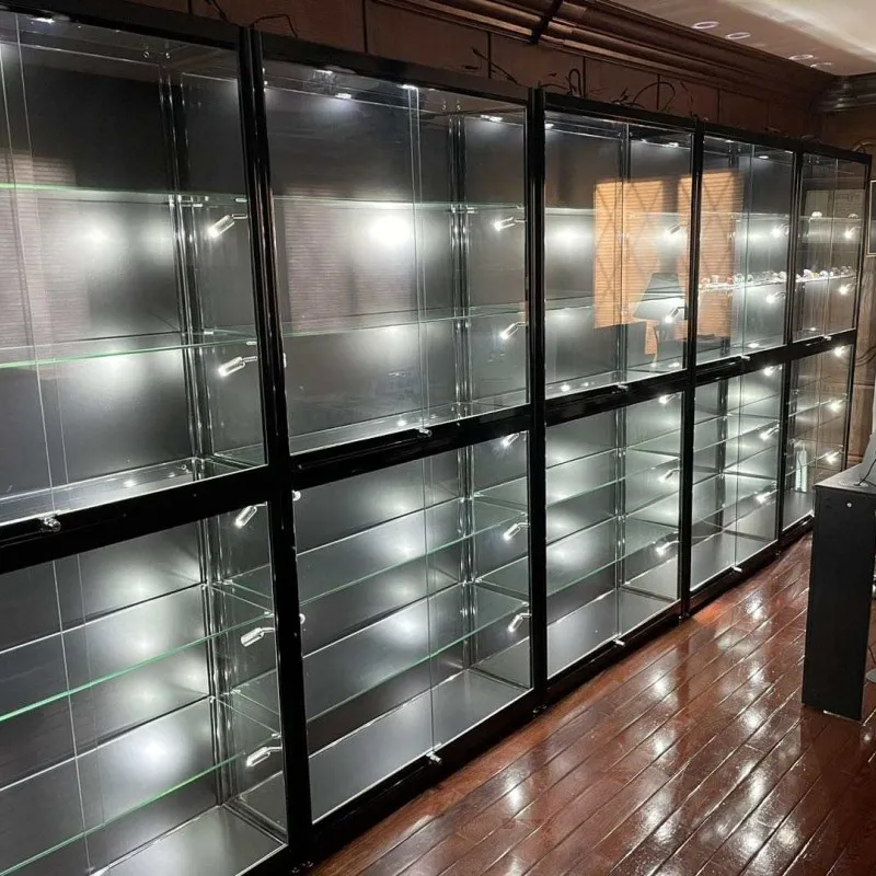 (На заказ) розничный магазин высокий шкаф с алюминиевой рамой витрина стеклянной