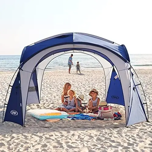 

Навес от солнца, Пляжная палатка, Выдвижной навес, Cabana UPF 50 +, тент для 4-6 человек, непромокаемый, водонепроницаемый для кемпинга, походов, заднего вида