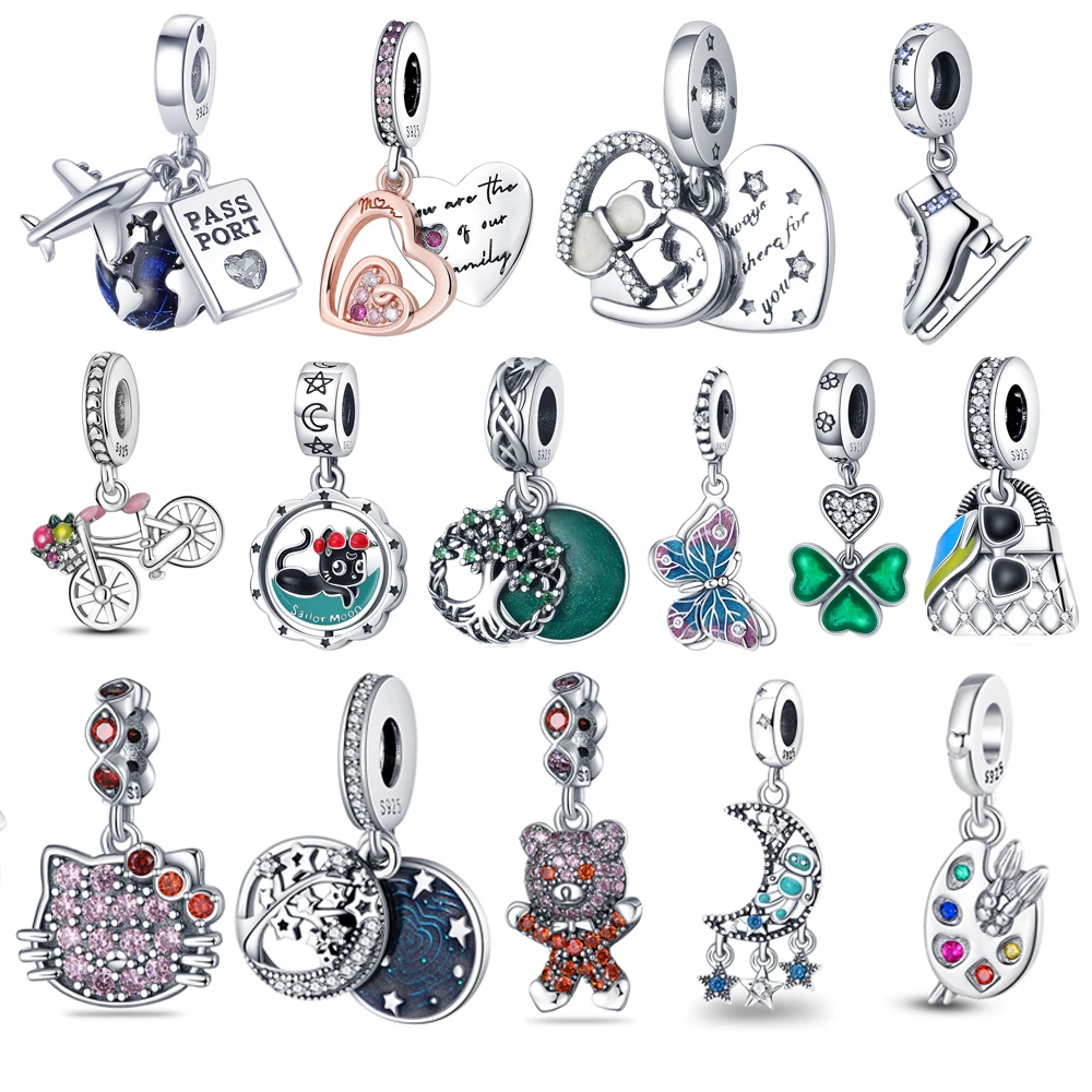 

New 925 Sterling Silver Love White Zirconia Charm Beads Fit Original Pandora Bracelet For Women Jewelry Making