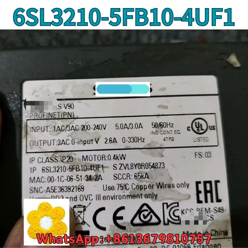 Б/у сервопривод 6SL3210-5FB10-4UF1 400 Вт тест ОК Быстрая доставка