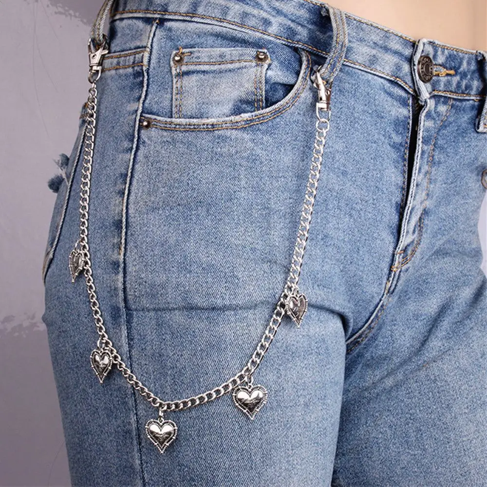 

Korean Retro Single Double Layer Peach Heart Trouser Chain Jeans Multi Layer Belt Waist Chains Hip Hop Fashion Jewelry