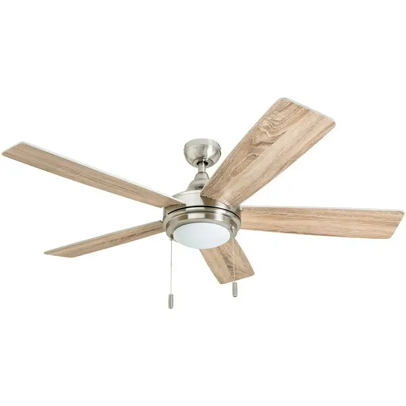 

52" Brushed Nickel LED Ceiling Fan with Integrated Light