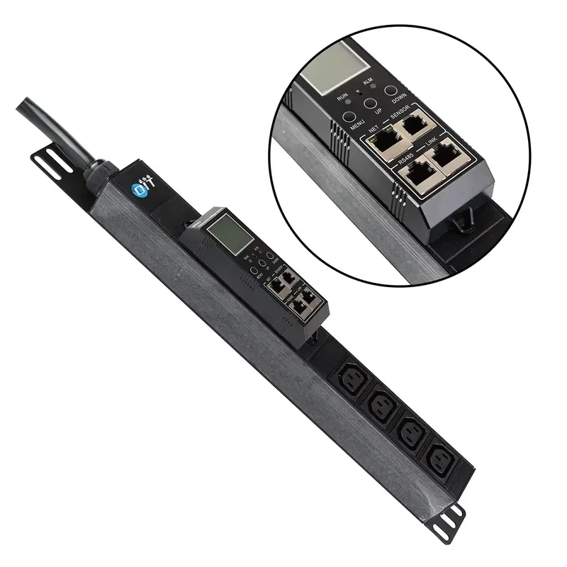 Фото Интеллектуальный PDU-блок 30А с разъемами C13/C19, LED-дисплеем и RS485 для монтажа в стойку, для центров обработки данных №2