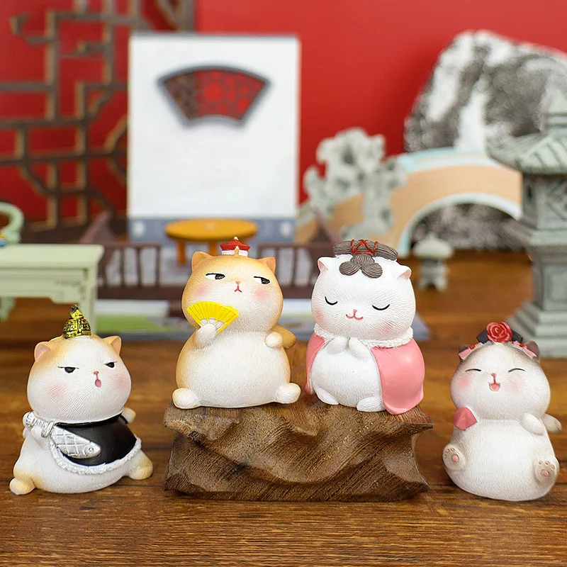 

Creative Chinese Style Court Cat Decoration Lucky Cat Resin Crafts Auto Dashboard Decor Car Accessories Interior Woman 4 Styles