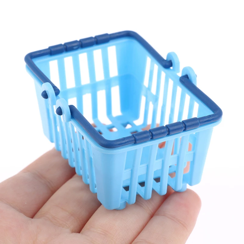

1PC Mini Supermarket Hand Basket Model Doll House Miniature For Dollhouse Decoration Shopping Basket Pretend Play Toys Kids