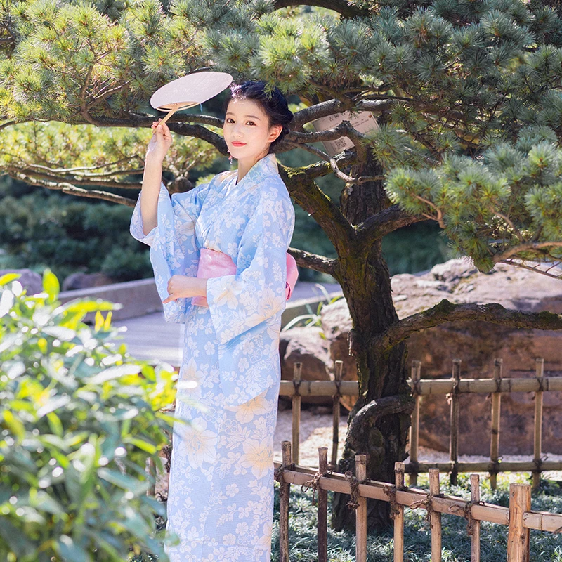 

Халат-кимоно Женский из 100% хлопка, традиционный халат в японском стиле, удобная домашняя одежда, костюм для косплея, платье для фотосъемки, л...