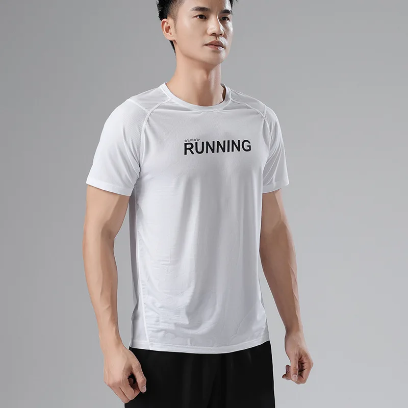 Summer Gym Shirt Sport T Shirt Men Quick Drying Running Shirt Men Workout Training Tees Fitness Tops Basketball Breathable