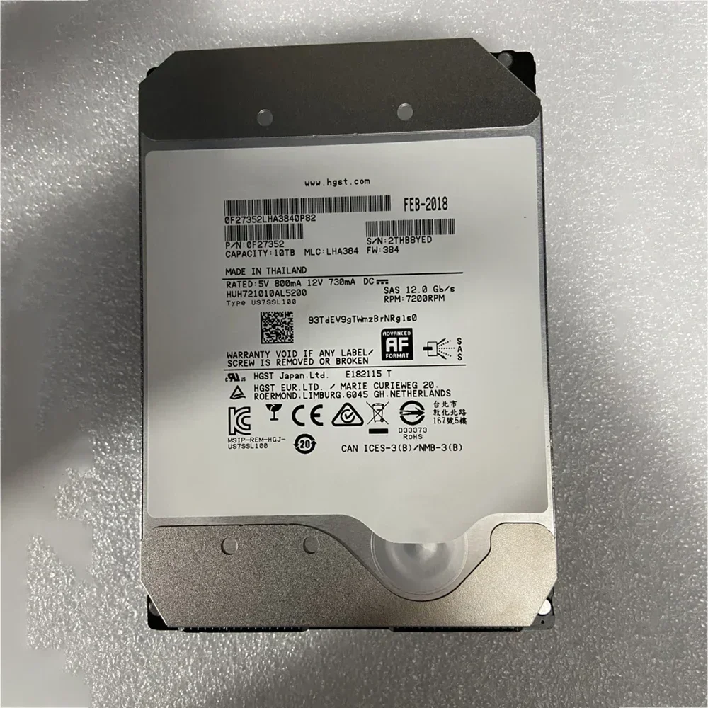 10 ТБ для HGST Ultrastar 10T SAS 12G HUH 721010 Жесткий диск AL5200 7200 об/мин 256 МБ 12 Гбит/с 3 5 дюйма