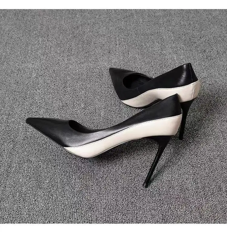 

Large size high heels women's new color matching simple pointed stiletto high heels temperament fashion women's shoes