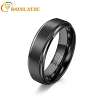 bonlavie 6mm 8mm 10mm tungsten carbide ring brushed matte black steel ring men and women couples proposal wedding ring