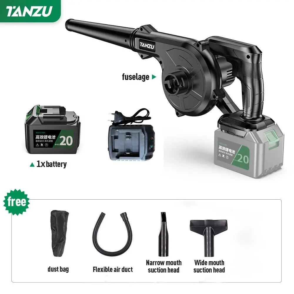 Cordless Blower 21V High-power Rechargeable Battery Vacuum Clean Air Blowing Dust Garden Industrial Vehicle Household Computer