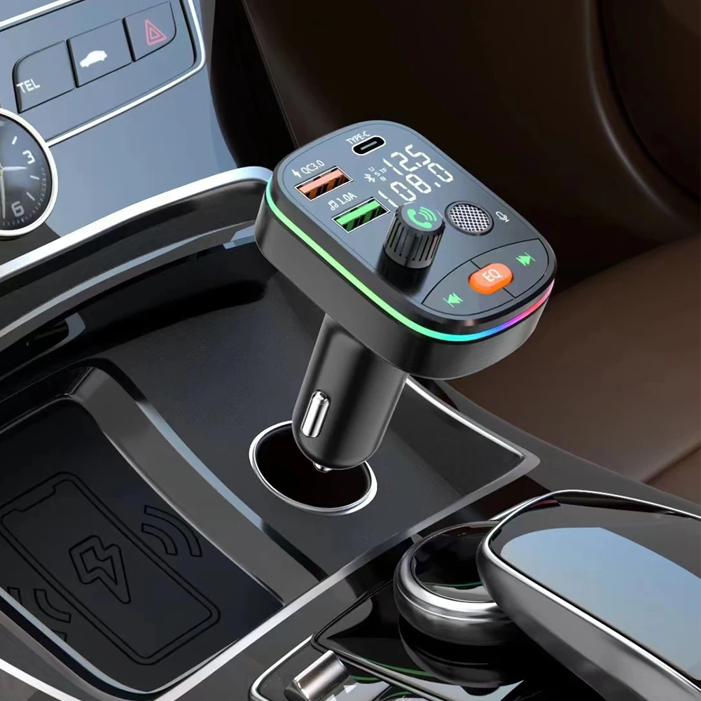 

Автомобильный FM-передатчик, Bluetooth, MP3-плеер, беспроводное зарядное устройство с двумя USB-портами Q10, автоматическое отключение, функция памят...