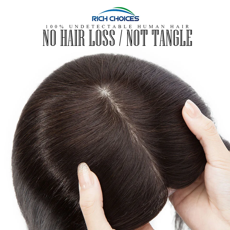 Rich Choices 12×16cm PU Mesh Hair Topper 100% Natural Human Hair Wig Clip In Hair Extensions Natural Women Hairpiece