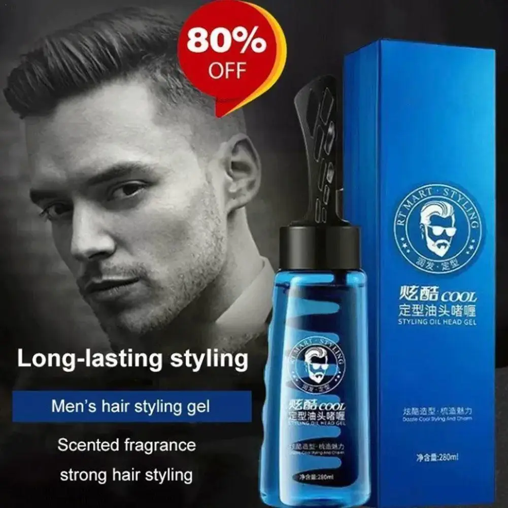 250ml Styling Gel With Comb 2-In-1 Men Hair Gel Wax Pomade Fluffy Lightweight Long-Lasting Mens Styling Hair Tool Hair Hair Q9L5