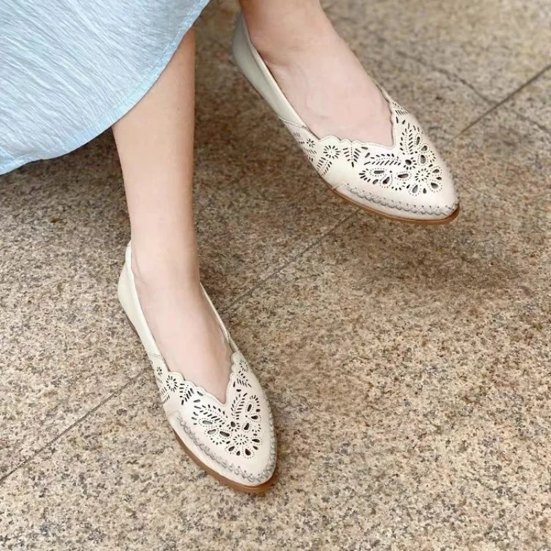 

Women Flats Summer Shoes Woman Slip on Shoes Cut Out Flats Hollow Boat Shoes Pointed Toe Ballet Falts Ladies Mary Jane Shoes