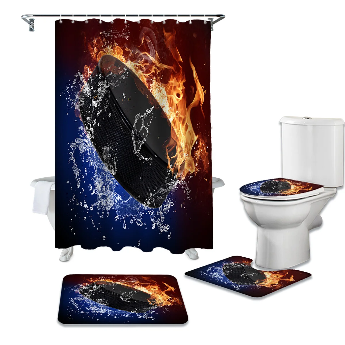 

Набор занавесок для душа с хоккеем на льду