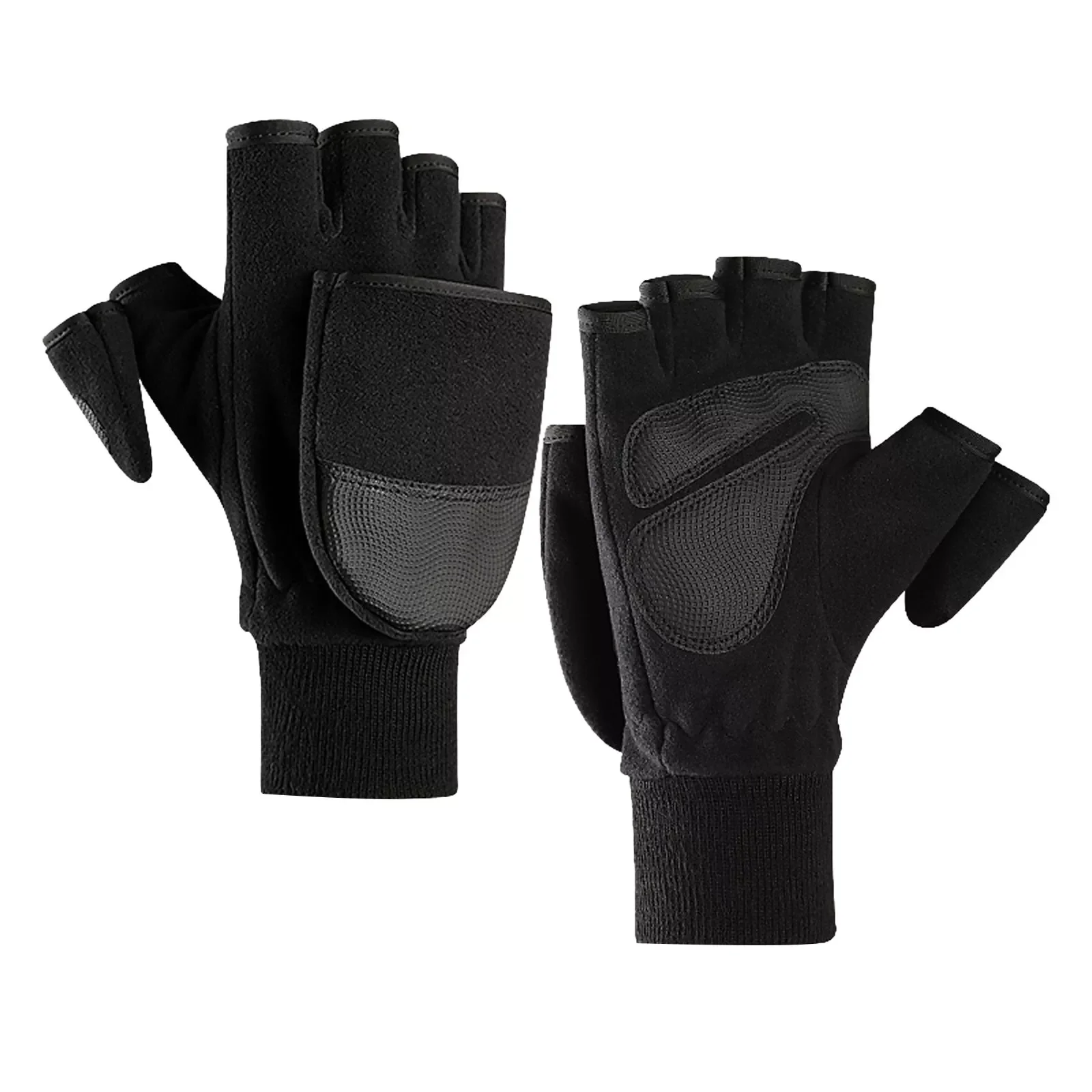 

Winter Touch-screen Gloves Outdoor Cycling Fleece Thicken Mittens Solid Flip Half Finger Gloves Ski Driving Gloves Варежки